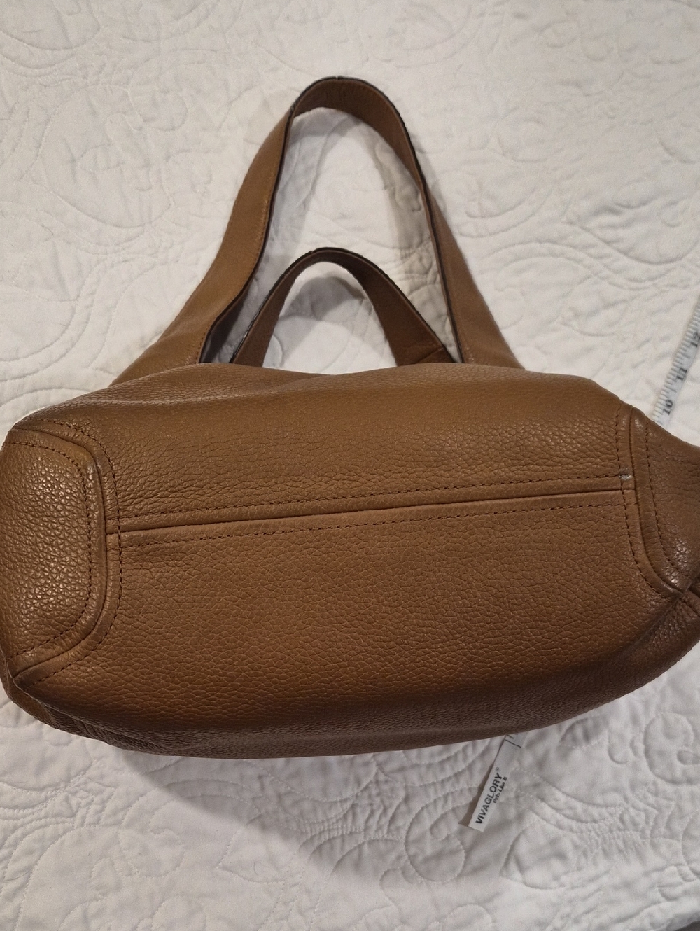 Michael Kors Tan Leather Hobo Bag with Gold MK Accent - Picture 13 of 13